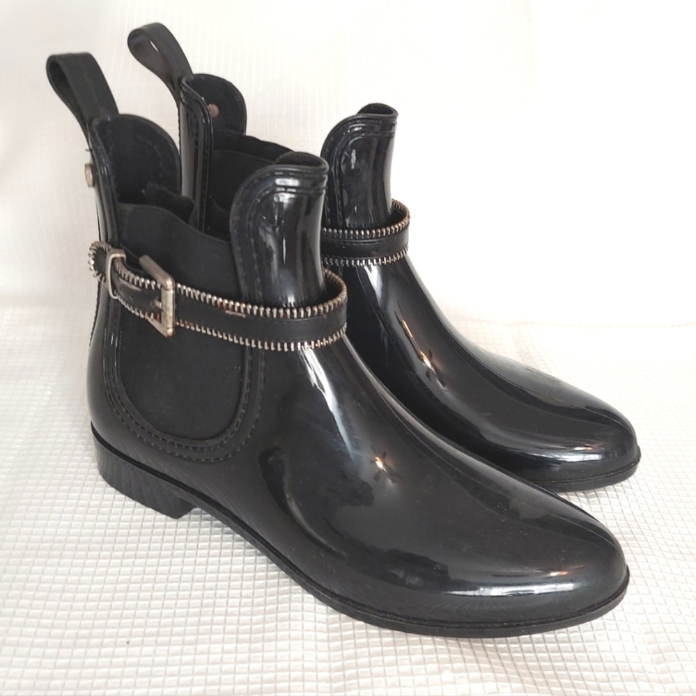 Henry Ferrera Womens Sz 9 Survivor Bootie Rain Shoe Metal Accent Strap Slip On